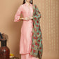 Jyoti Fashion Women's Peach Chanderi Silk Elegant Jardoshi Kurta with Trouser & Dupatta | Swadesiicart