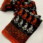 Orange Linen Blend Ethnic Motifs Saree with Unstitched Blouse - Hiral Fashion | Swadesiicart