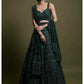 Jyoti Fashion Women's Dark Green Net Sequins with Dori & Thread Embroidered Designer Lehenga Choli Set | Swadesiicart