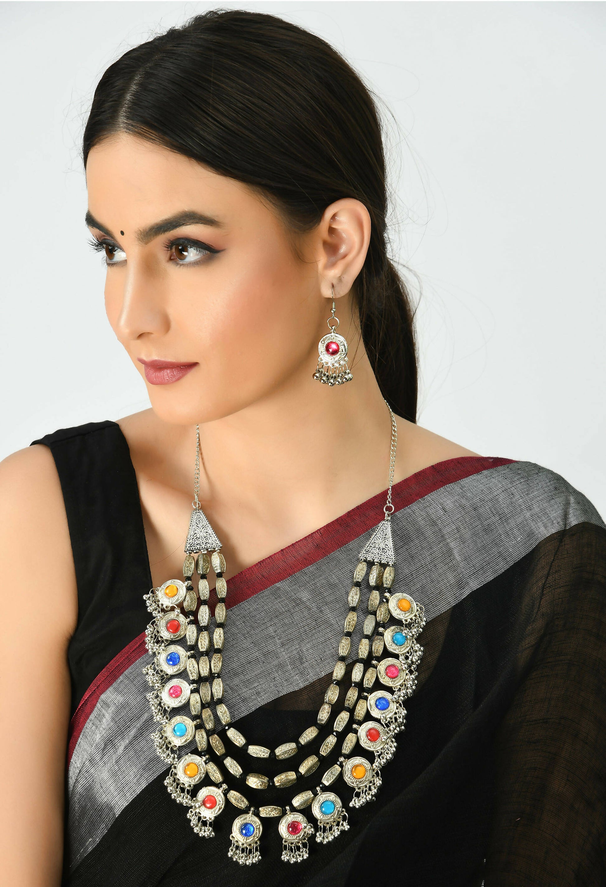 Mominos Fashion Johar Kamal Handicraft Finish Kundan Work Long Necklace For Women (Multi) | Swadesiicart