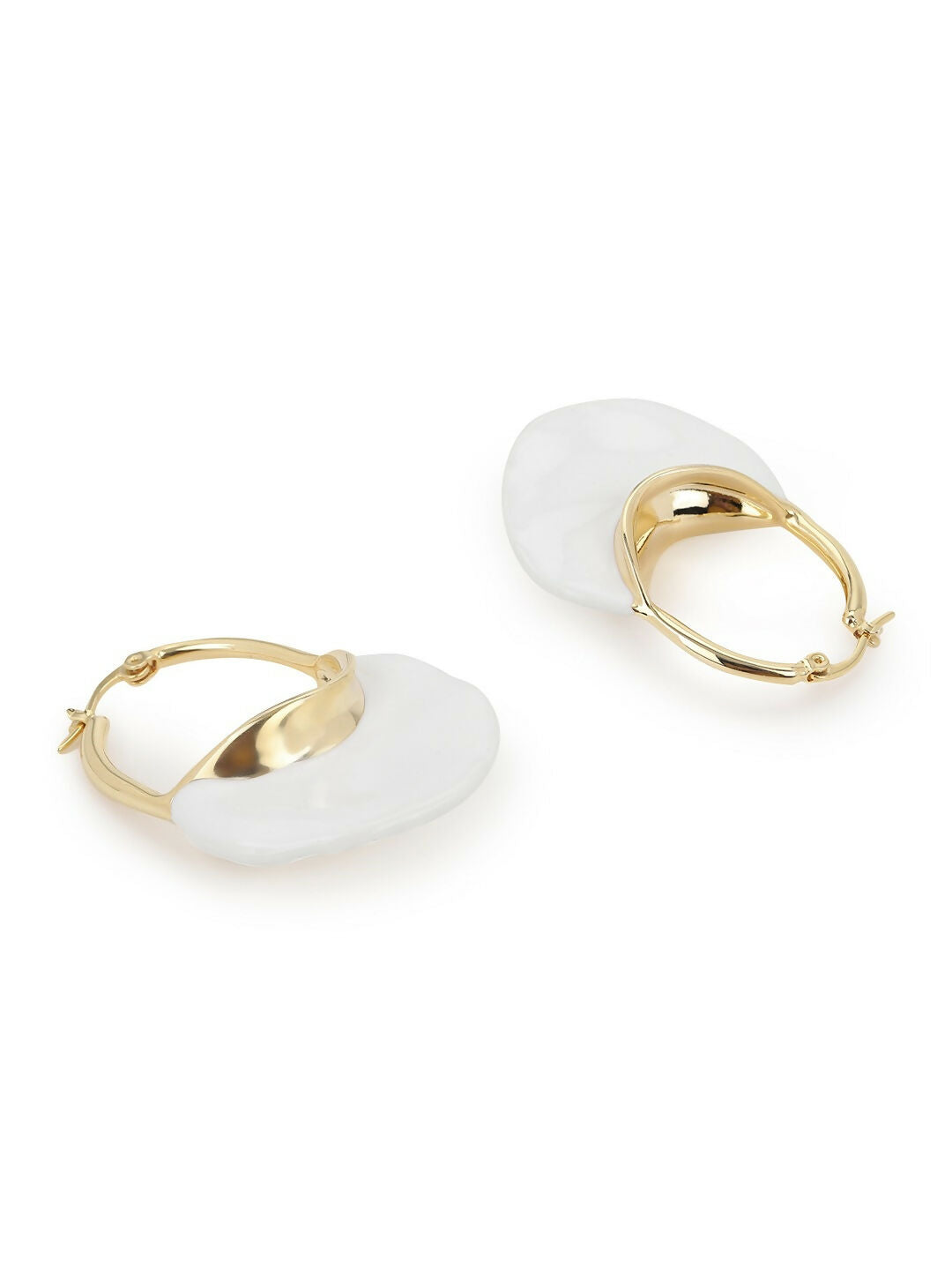 White Mother of Pearls Stone Earrings- Ruby Raang | Swadesiicart
