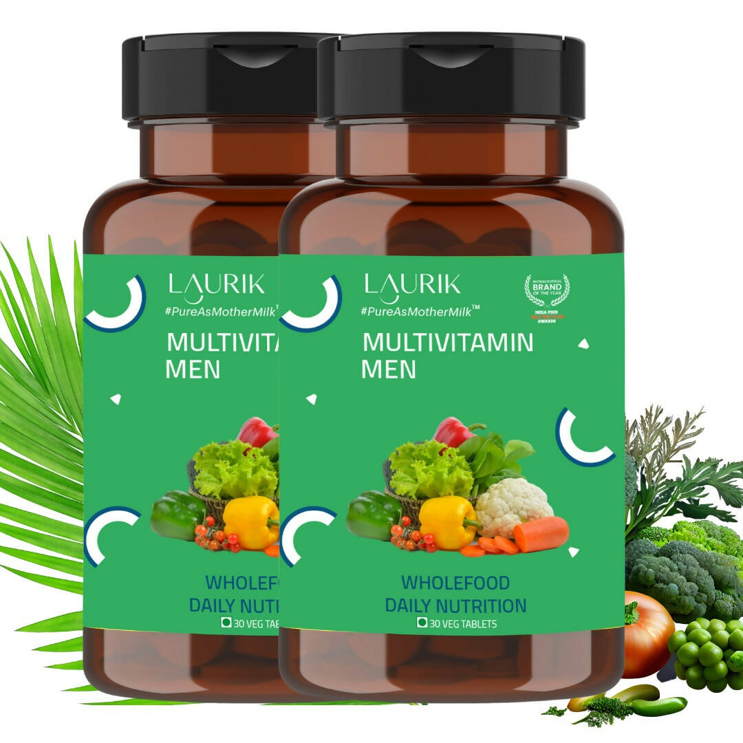 Laurik Multivitamin Tablets For Men | Vitamin A, C, D ,E With B Vitamins, Iron, Zinc & Calcium Supplements For Overall Health | Swadesiicart