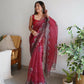 Vamsee Shivika Maroon Organza Saree - Swadesiicart