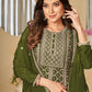 Chinnon Olive Green Embroidered Palazzo Salwar Suit - Emponline | Swadesiicart