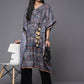 Ahalyaa Navy Blue & Maroon Floral Print Kaftan Kurta | Swadesiicart