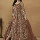 Pant Style Snuff Brown Embroidered Net Wedding Anarkali Suit - Emponline | Swadesiicart