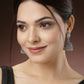 NVR Women's Set of 3 Silver-Toned German Silver Oxidised Dome Shaped Jhumka Earrings | Swadesiicart