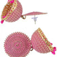 Mominos Fashion Joharkamal Gold-Polished Meenakari Jhumkas For Women & Girls (Magenta) - Swadesiicart