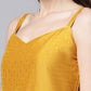 Ahalyaa Women Mustard Poly Silk Gold-Toned Printed Kurta With Trousers | Swadesiicart