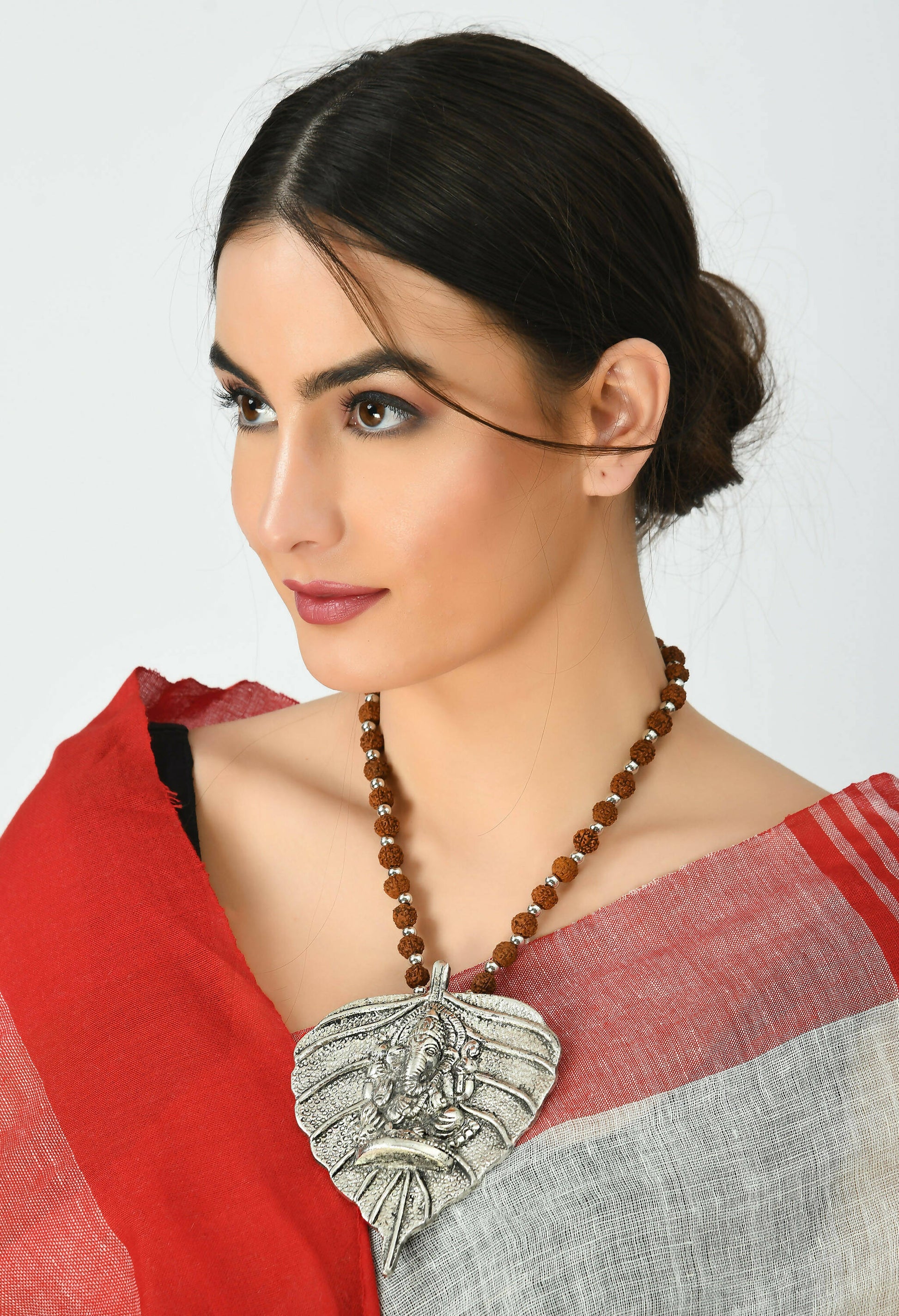 Mominos Fashion Johar Kamal Oxidised Silver-Plated Brass Finish Ganesha Long Necklace For Women | Swadesiicart