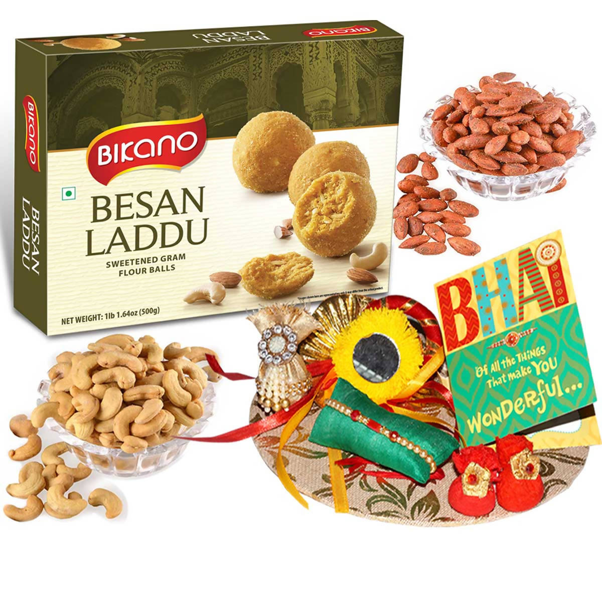 Bikano Besan Laddoo and Dryfruits Rakhi Gifts | Swadesiicart
