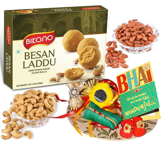 Bikano Besan Laddoo and Dryfruits Rakhi Gifts | Swadesiicart
