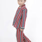 Breathables Kids Cotton Night Suit – Red Stripes Shirt & Pyjama Co-Ord Set For Boys & Girls