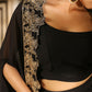Janasya Black Georgette Solid Top Bottom Cape | Swadesiicart