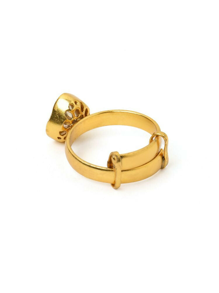 Kundan Gold plated Trillion cut Ring - Ruby Raang | Swadesiicart