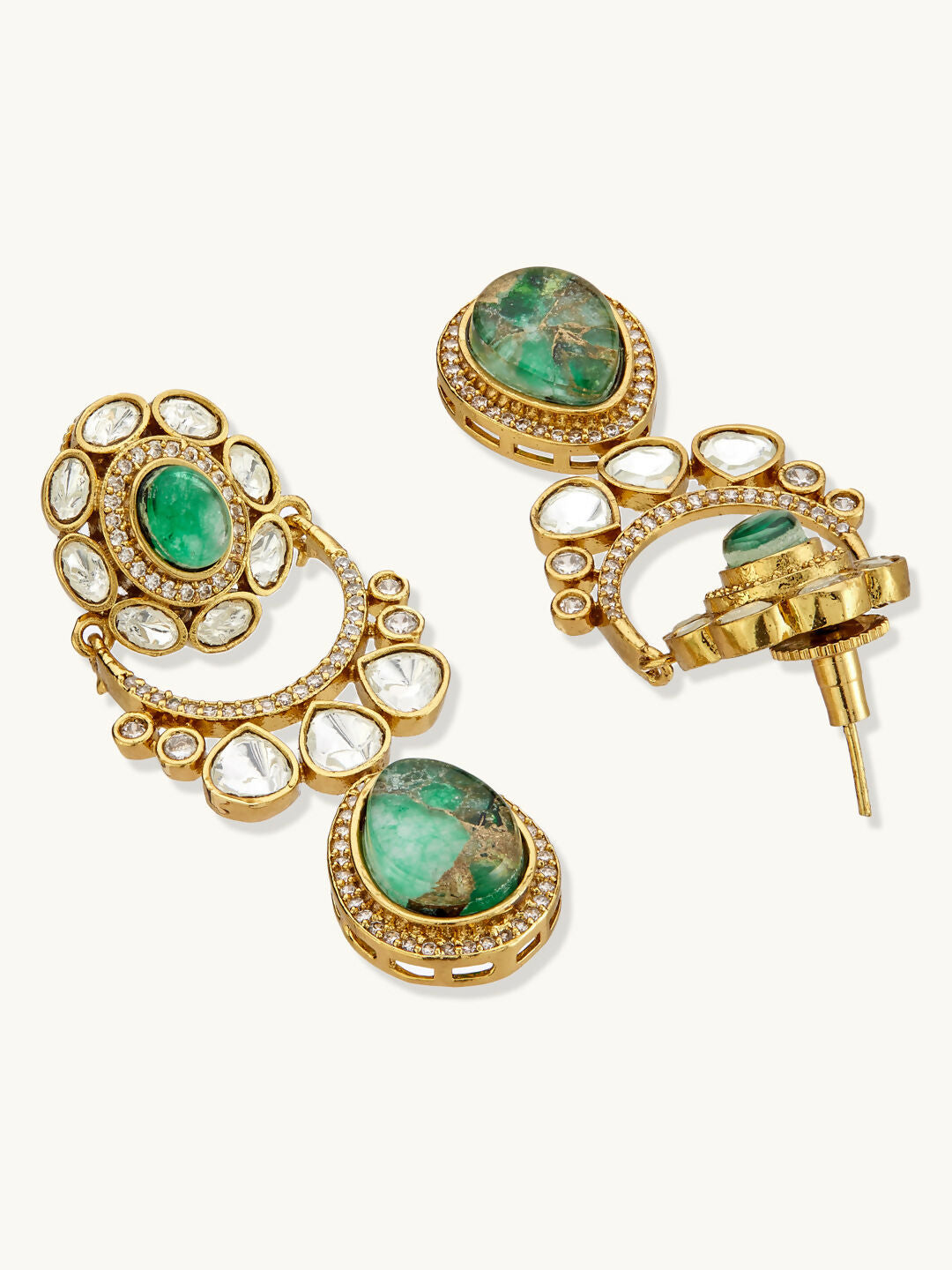 Nuyug 22K Gold-Plated Kundan Studded Faux Jasper Stone Necklace Set | Swadesiicart