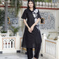 Miravan Women's Black Pure Cotton Floral Embroidered High Low Co-Ord Set - Swadesiicart