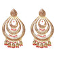 Mominos Fashion Johar Kamal Triple Circle White With Red Big Size Earrings - Swadesiicart