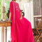 Janasya Pink Georgette Embroidered Dress & Cape | Swadesiicart