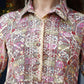 Pink & Beige Rayon Floral Printed Top with Matching Bottom - Eesha - Swadesiicart
