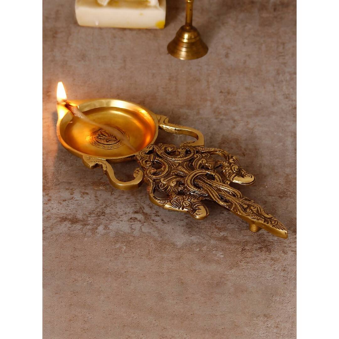 eCraftIndia Gold-Toned Carved Diya | Swadesiicart