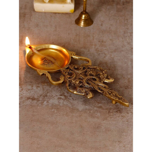 eCraftIndia Gold-Toned Carved Diya | Swadesiicart