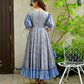 Jyoti Fashion Women's Blue Heavy Digital Printed Cotton Silk Anarkali Dress | Swadesiicart