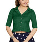 Aastha Fashion Women's Women's Bottle Green Art Silk Button Readymade Blouse