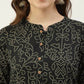FIORRA Women's Black Printed Flared Cotton Kurta - Swadesiicart