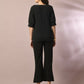 Myshka Women's Black Solid Boat Neck Party Top With Trousers Co-ord set - Swadesiicart