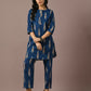 Myshka Women's Blue Printed Cotton Round Neck Party Tunic With Trousers Co-ord set - Swadesiicart