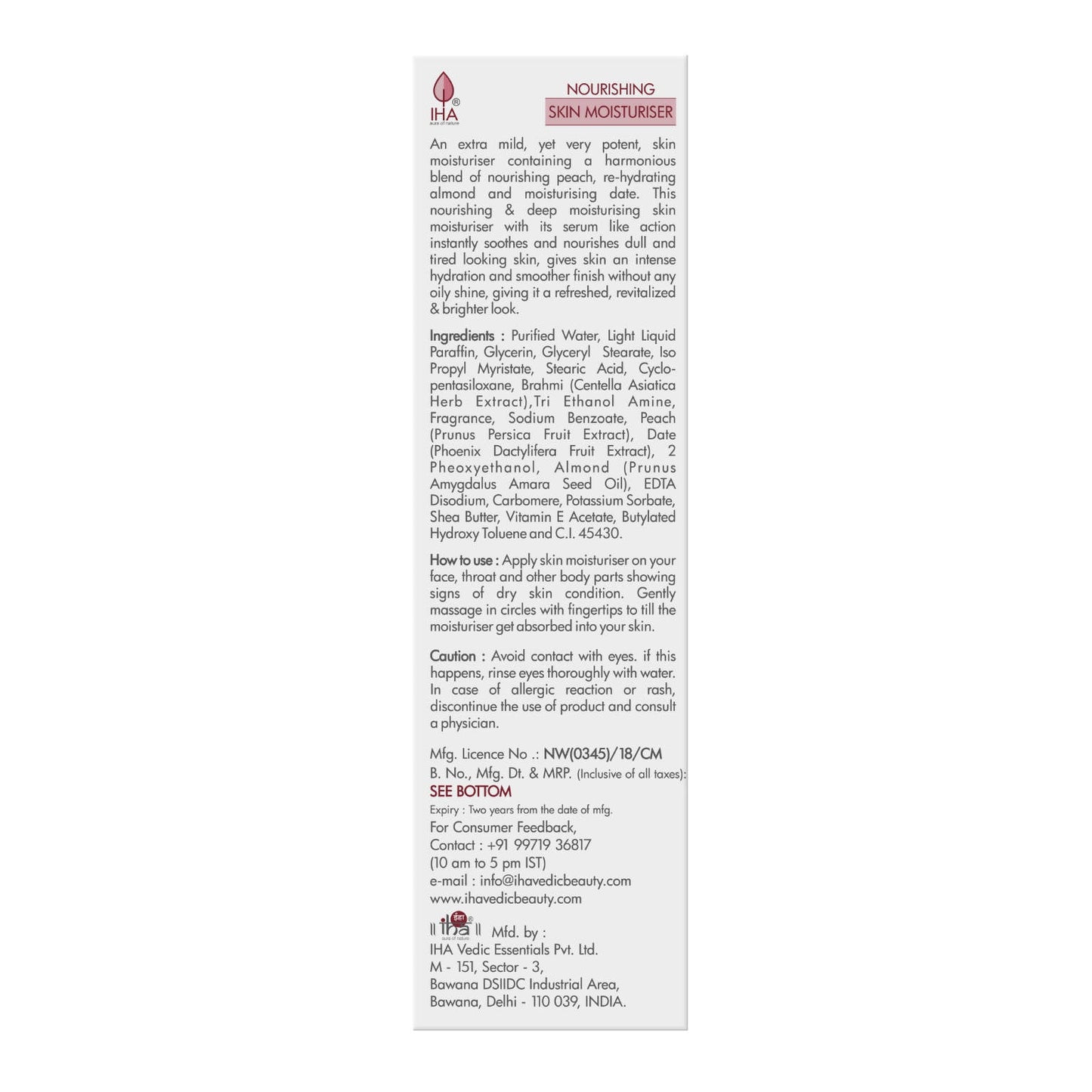 Iha Nourishing Skin Moisturizer - Swadesiicart