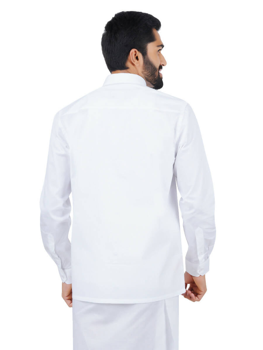 Ramraj Cotton Mens Royal Cotton Full Sleeve White Shirt | Swadesiicart