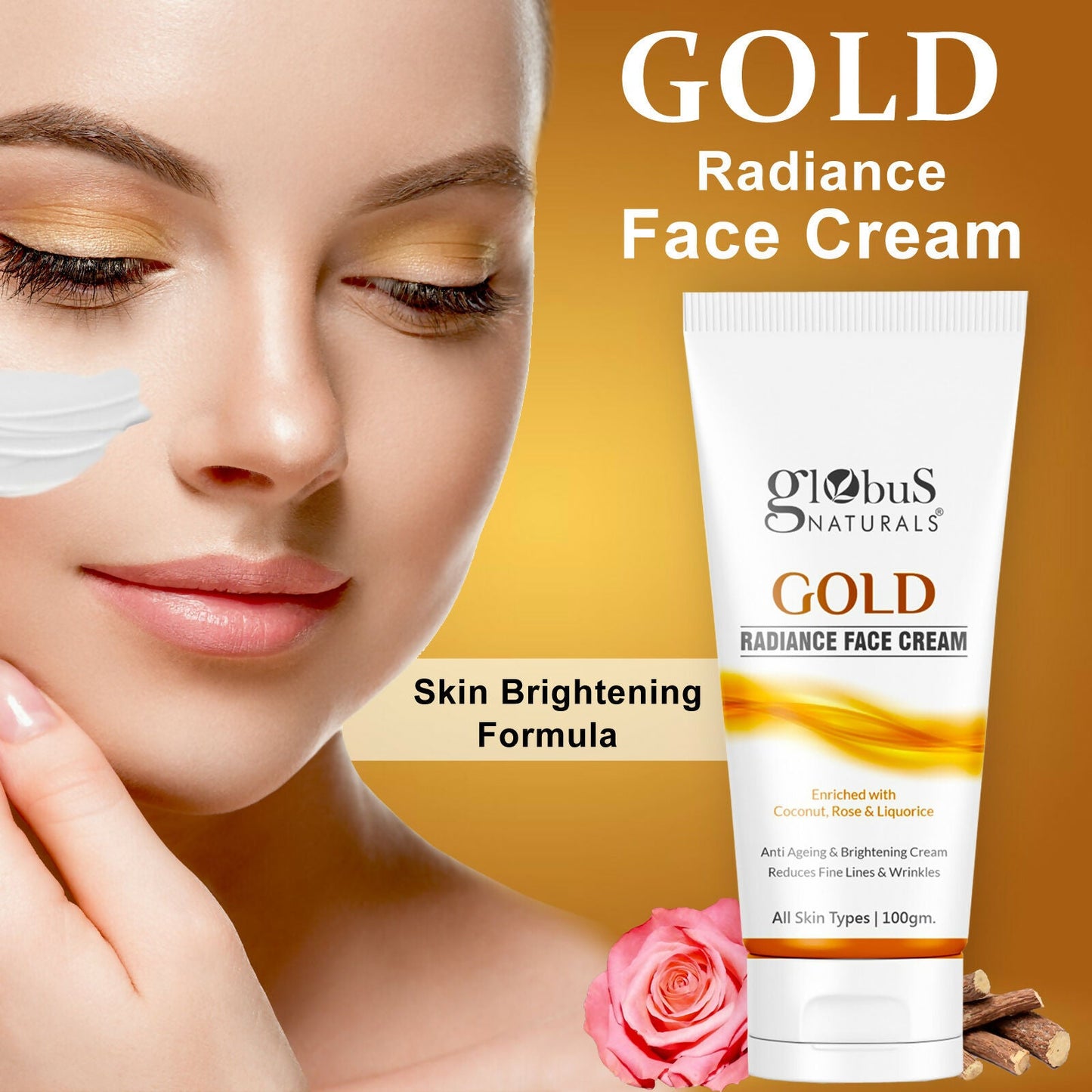 Globus Naturals Gold Radiance Anti Ageing & Brightening Face Cream | Swadesiicart