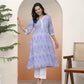 Vaasva Women Lavender Floral Cotton Printed Flare Kurti With Pant | Swadesiicart