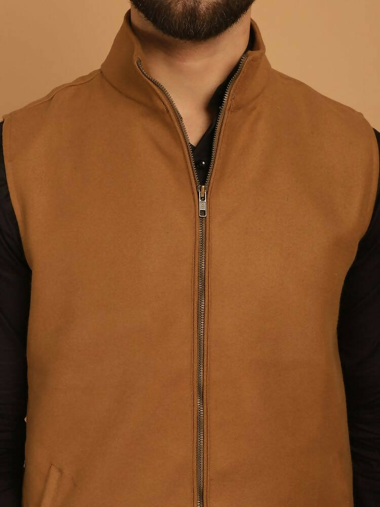 Even Apparels Pure Wool Nehru Jacket - Beige | Swadesiicart