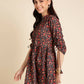 Black Poly Rayon Digital Printed A-line Top - Tarini - Swadesiicart