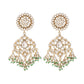 Nuyug 22K Gold Plated Traditional Kundan Studded Contemporary Dangler Earrings with Pearl and Green Bead Accents | Swadesiicart