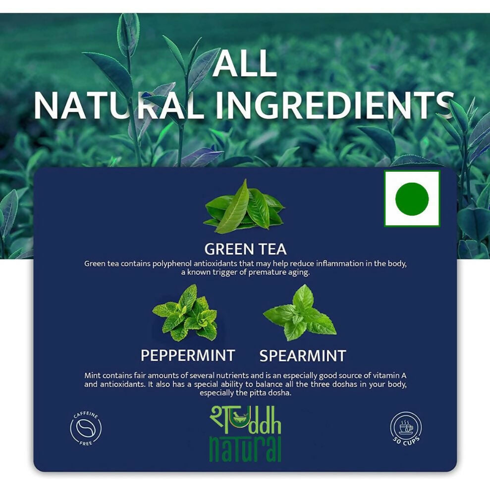 Shuddh Natural Moroccan Mint Green Tea | Swadesiicart
