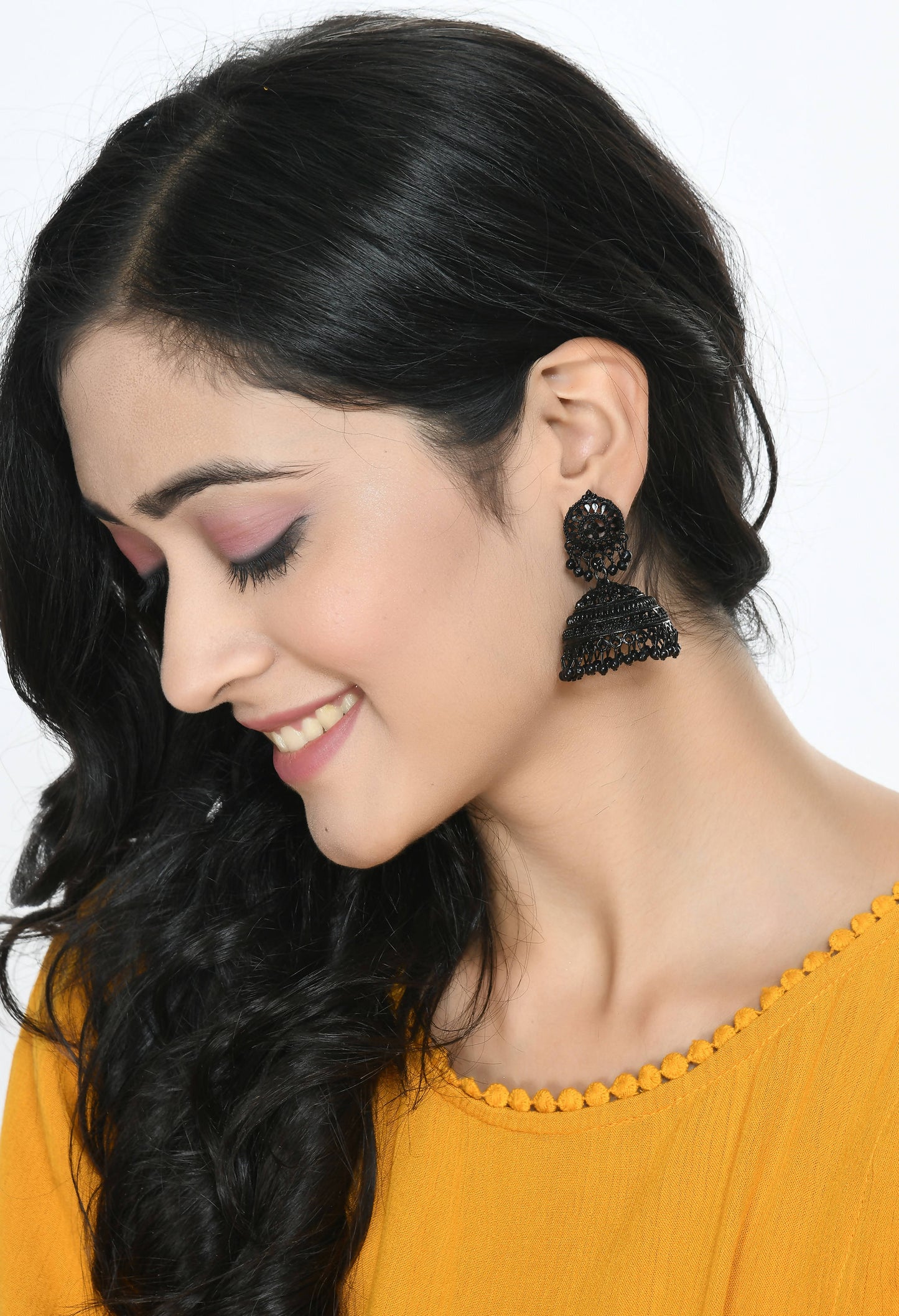 Mominos Fashion Johar Kamal Latest Design Black Color Jhumkas - Swadesiicart
