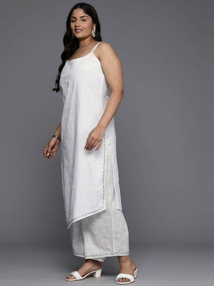 Ahalyaa Women's Traditional wear Kurta Set - White | Swadesiicart