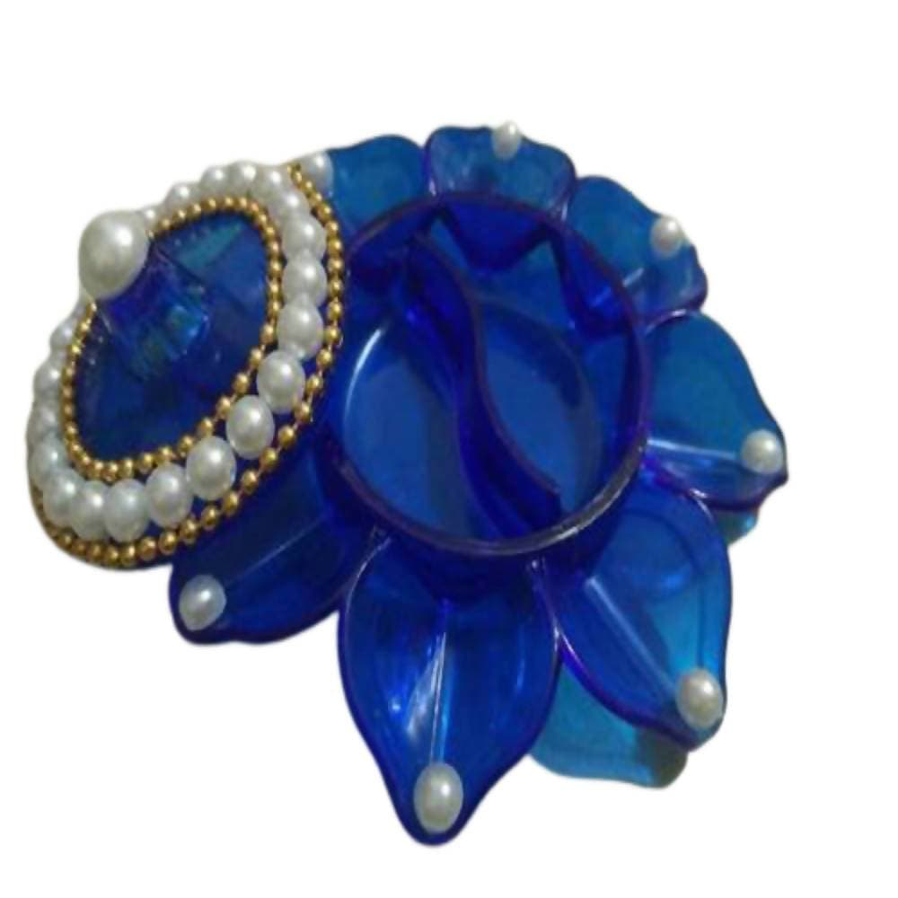 Kundan HandiKrafts Designer Haldi Blue Kumkum Holder - Aahana - The Bliss Store