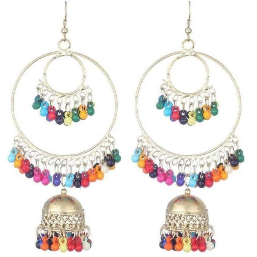 MS Fashion India Oxidized Silver Two Layered Hoop And Bali Earrings For Girls And Women | Swadesiicart