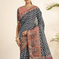 Blue Bhagalpuri Silk Stripe printed with Stone Work & Hand Work Saree - Norita Nirvi