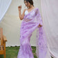 Vamsee Ishaq Lavender Organza Saree - Swadesiicart
