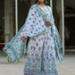 Juniper Women's Skyblue Cambric Floral Placement Kurta Dupatta Sets | Swadesiicart