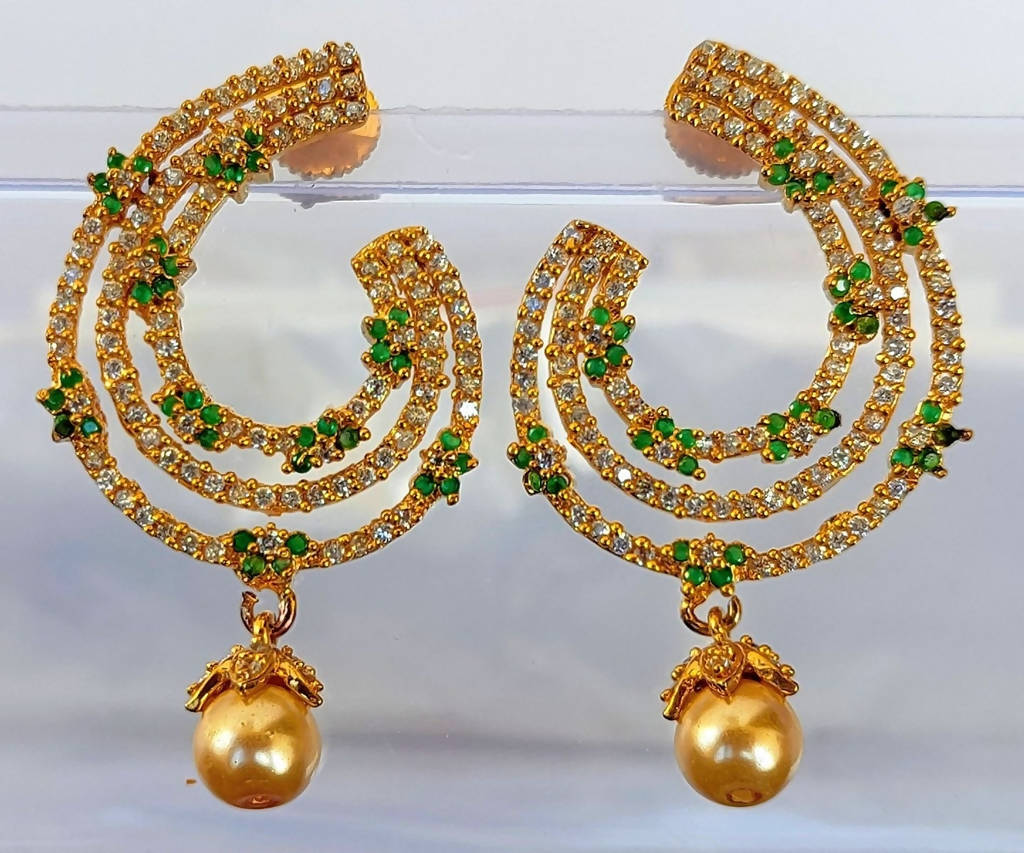Green AD Designer Earrings - Mokshi Collections