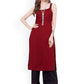 Indya Women Maroon Solid Straight Kurta - Swadesiicart