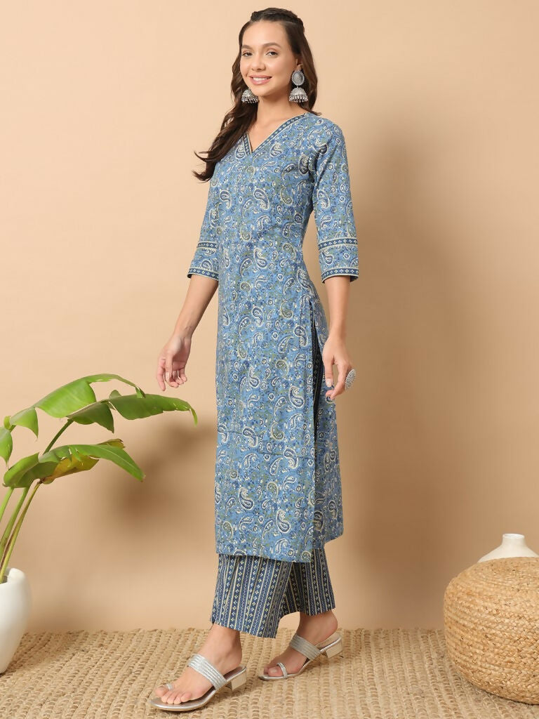 FIORRA Women's Wine Cotton Straight Kurta Set - Swadesiicart