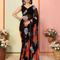 Black Georgette Designer Printed Ready To Wear Saree - Elite | Swadesiicart